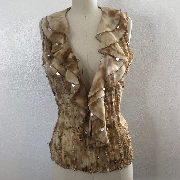 Vintage Tops - Vintage tie dye ruffle embellished top S